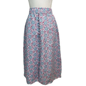 Ann Taylor Loft Skirt size Small Pink Blue Paisley Linen Midi A Line Summer